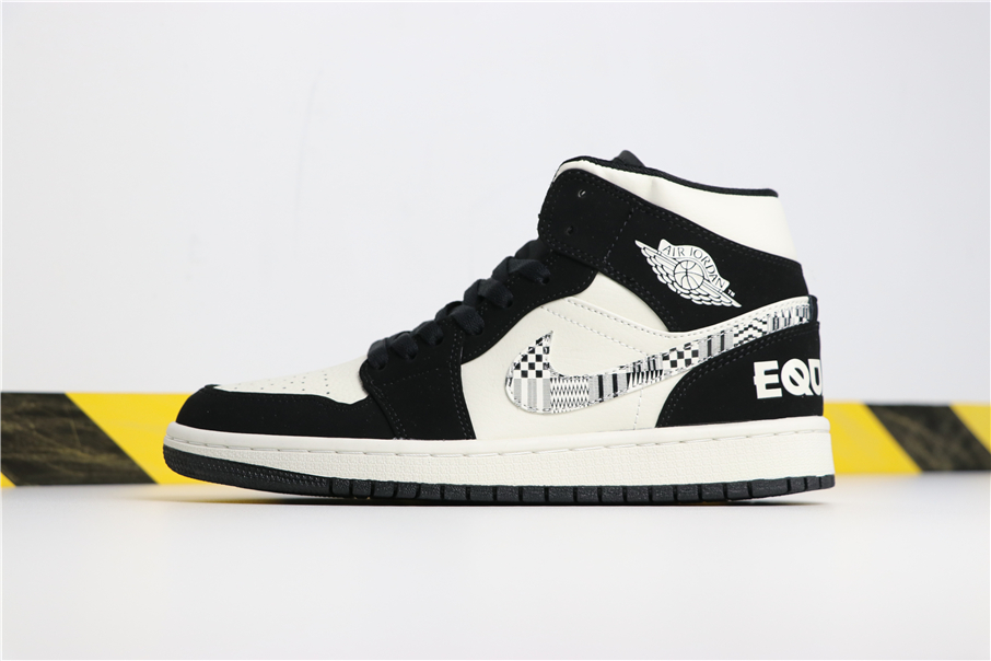 2019 Air Jordan 1 Retro MID Equality Black White Shoes - Click Image to Close